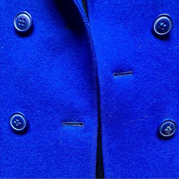 STUNNING Vintage Royal Blue Pure Virgin Wool Long Line Coat with shoulder pads - Picture 6 of 9